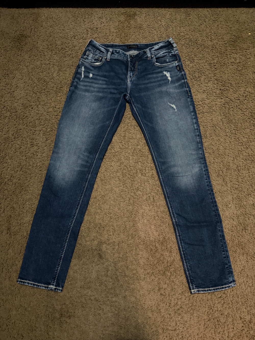 Silver Jeans Skinny Faded Blue Stretch Denim